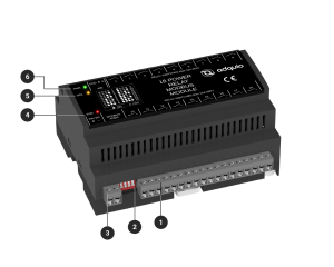 Vista frontal del módulo de 18 reles modbus