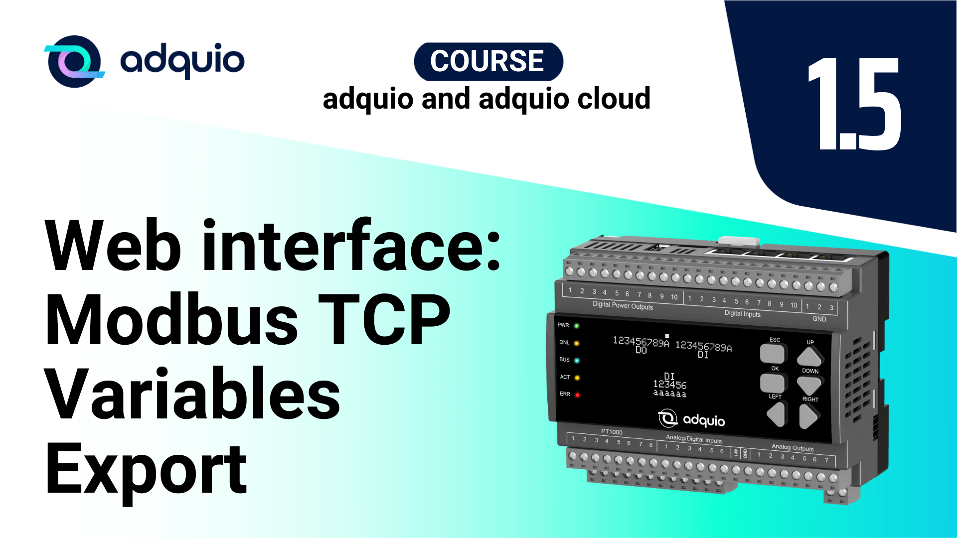 Adquio Web interface: Exporting variables using Modbus TCP