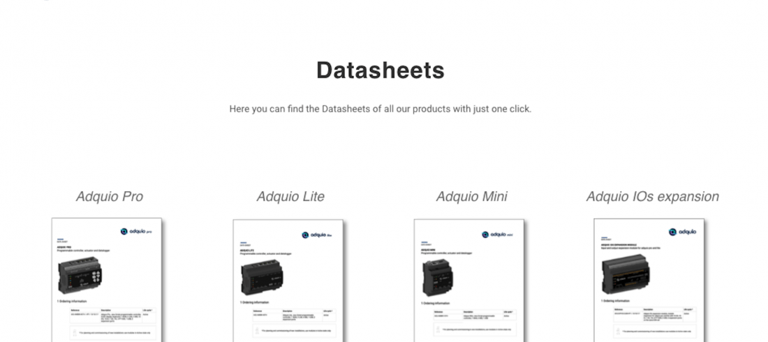 New section datasheets at adquio.com