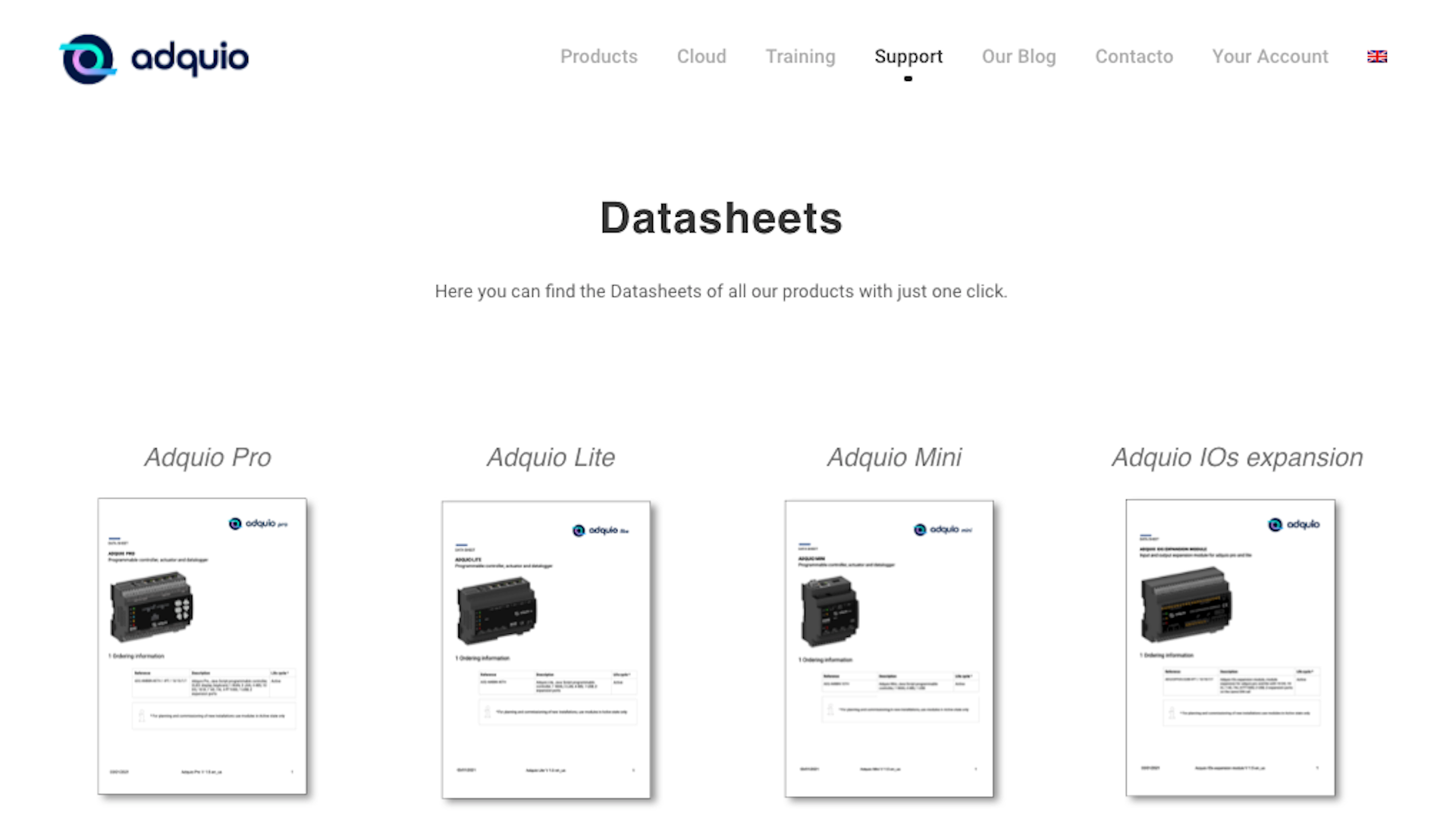 New section datasheets at adquio.com