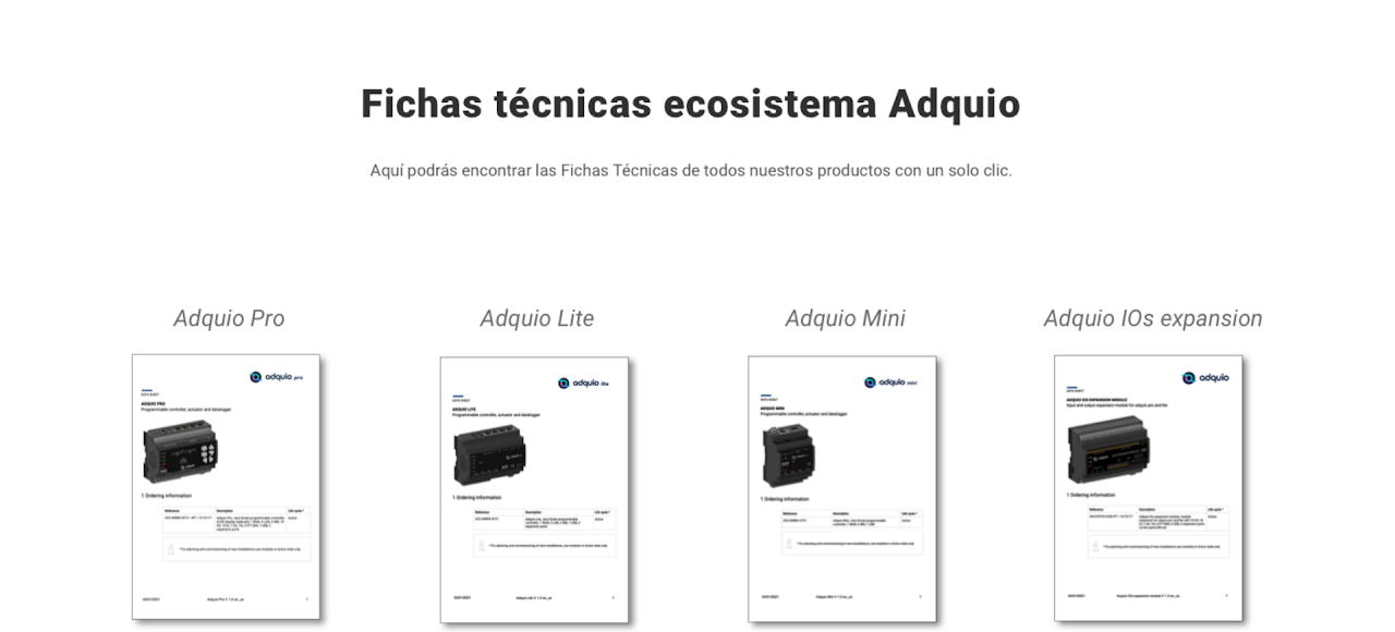 Fichas técnicas ecosistema Adquio