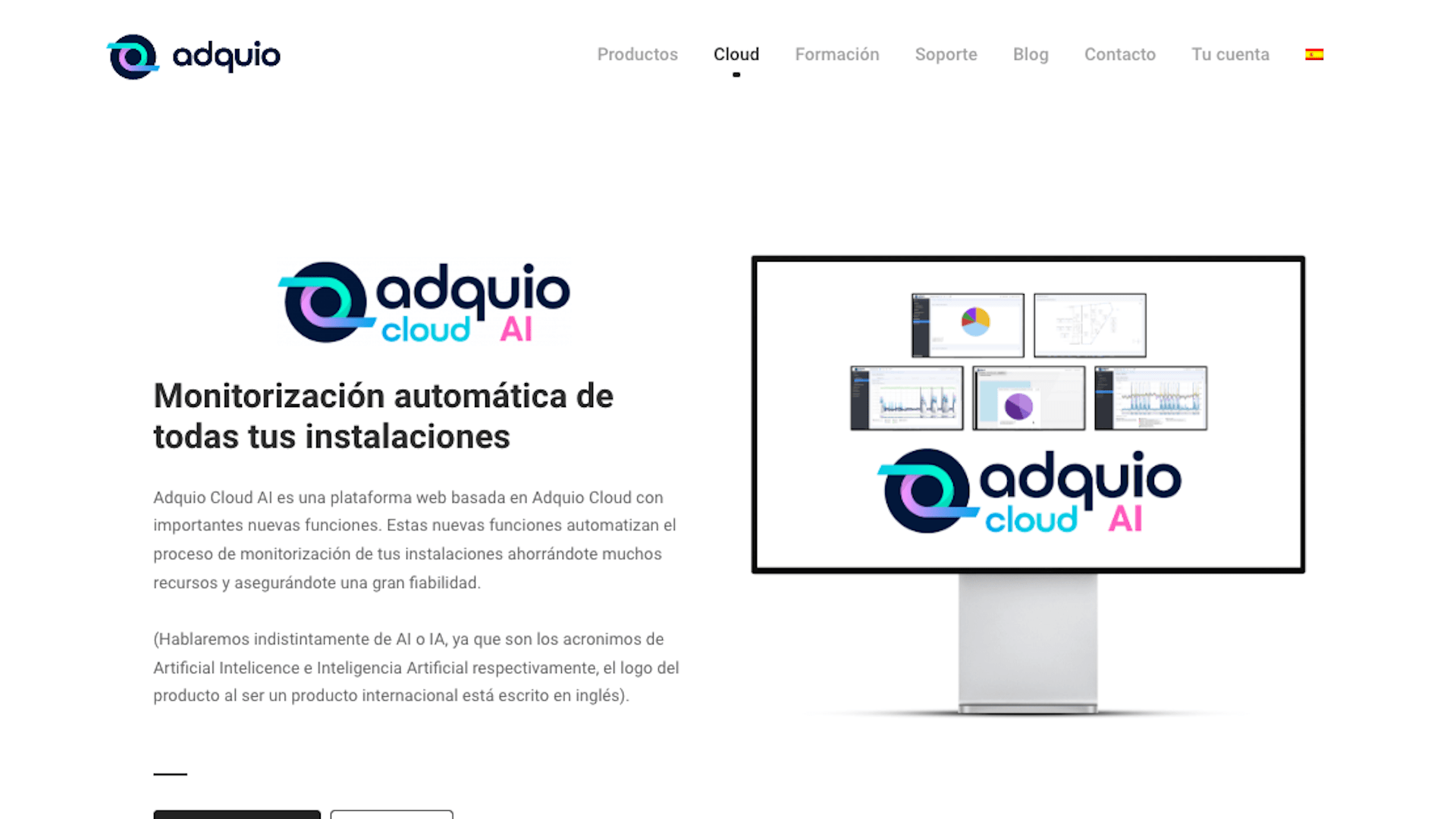 Presentation new page of Adquio Cloud AI