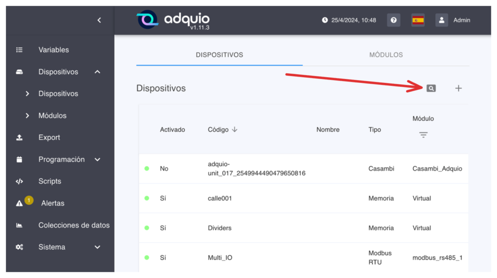 Discovering the devices to import in Adquio