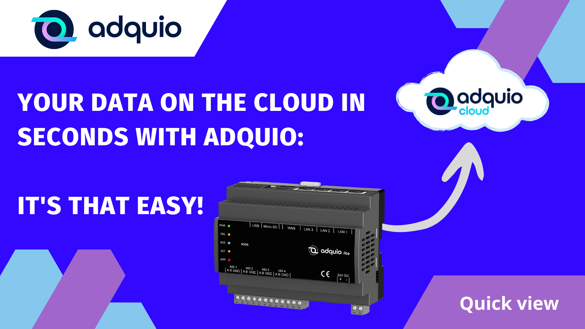 Your data in the cloud in seconds with Adquio – it's that easy!