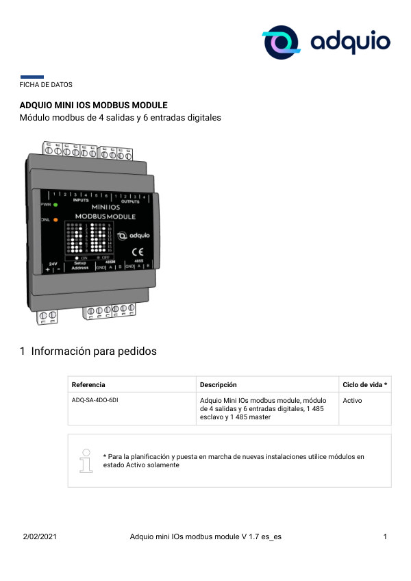 Primera página — Adquio Mini IOs