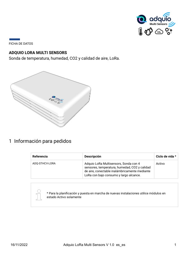 Primera página — Adquio LoRa Multi Sensors