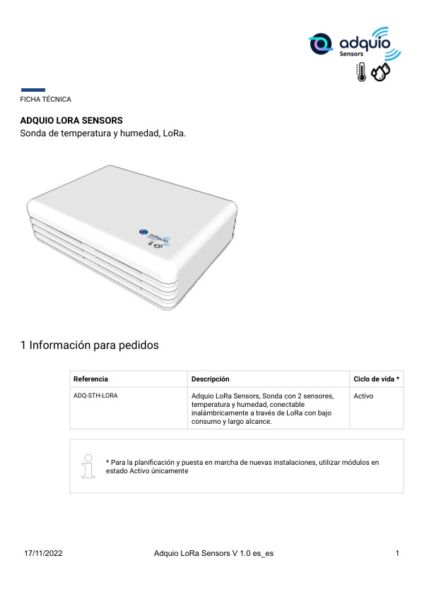 Primera página — Adquio LoRa Sensors