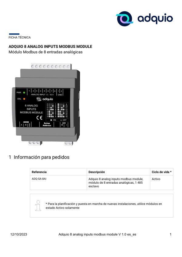 Primera página — Adquio 8 Analog Inputs