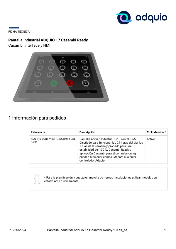 Primera página — Adquio Industrial Screen 17″