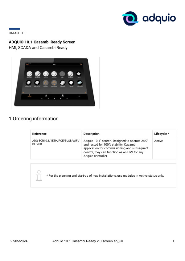 First page — Adquio Screen 10.1″