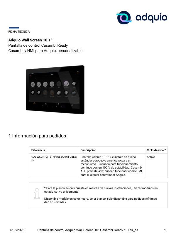 Primera página — Adquio Wall Screen 10″