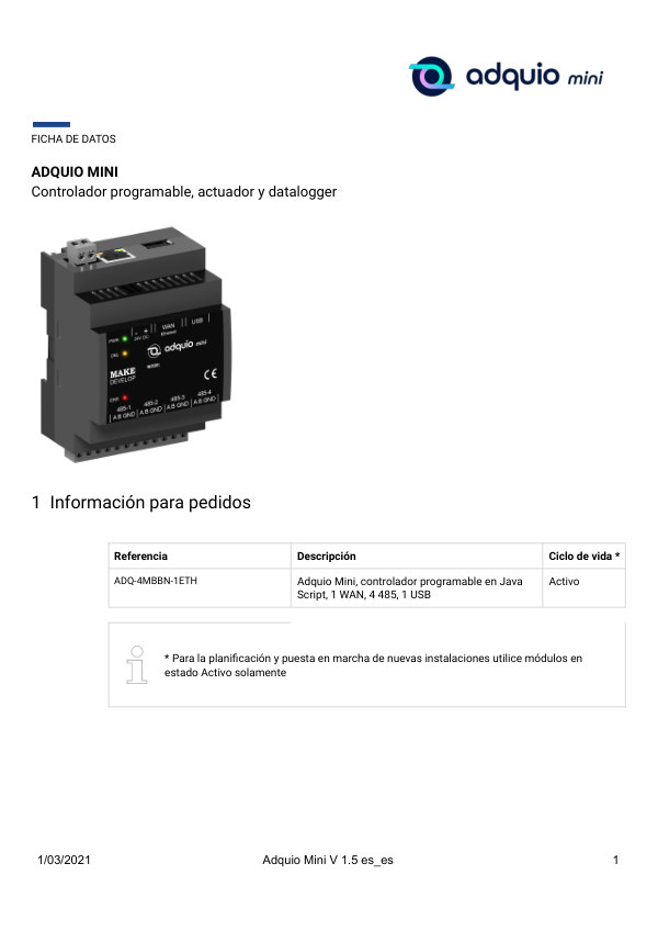 Primera página — Adquio Mini