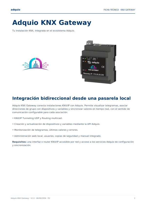 Primera página — Adquio KNX Gateway