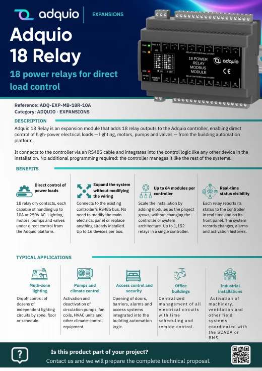 Adquio 18 Relay · Brochure cover