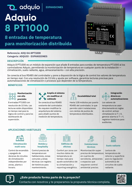 Adquio 8 PT1000 · Portada del catálogo
