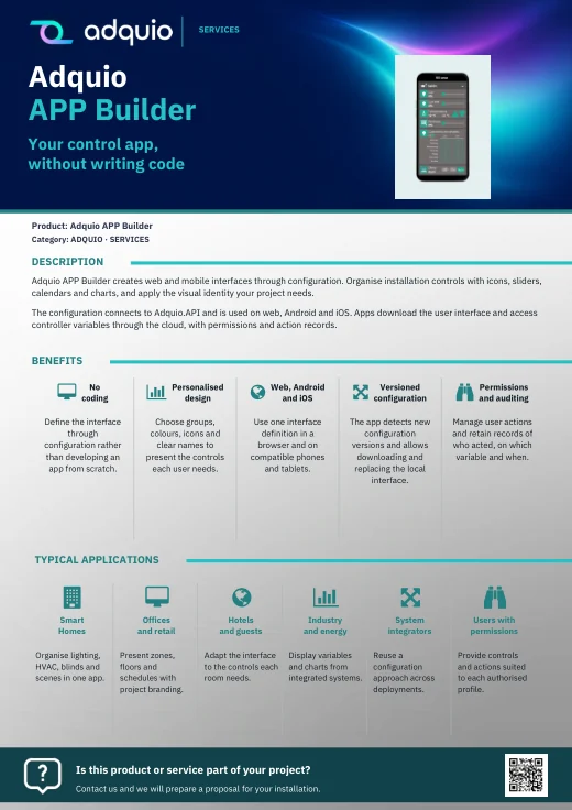 Adquio APP Builder · Brochure cover