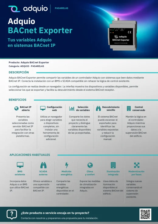 Adquio BACnet Exporter · Portada del catálogo