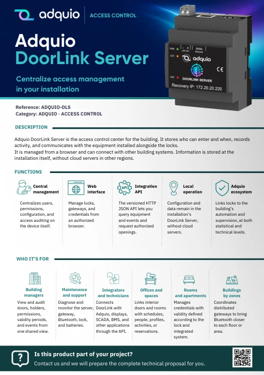 Adquio DoorLink Server · Brochure cover