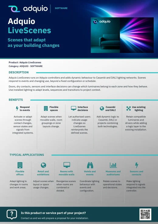 Adquio LiveScenes · Brochure cover
