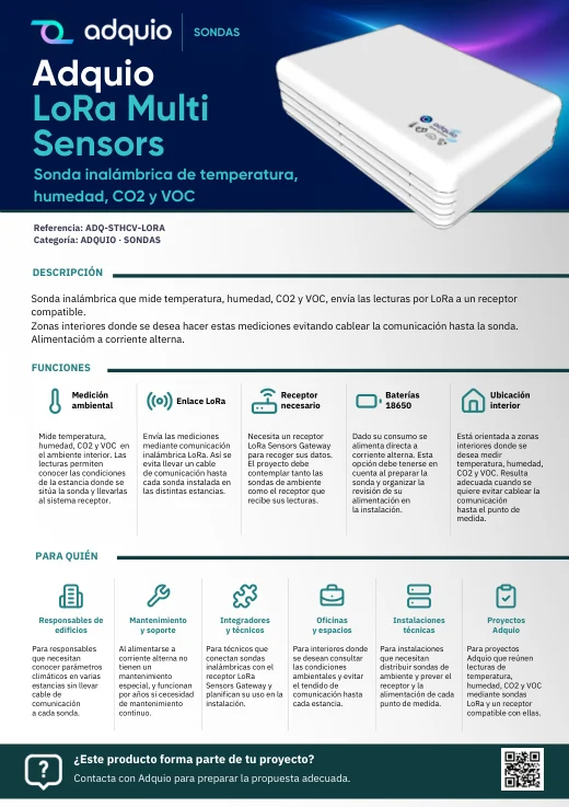 Adquio LoRa Multi Sensors · Portada del catálogo