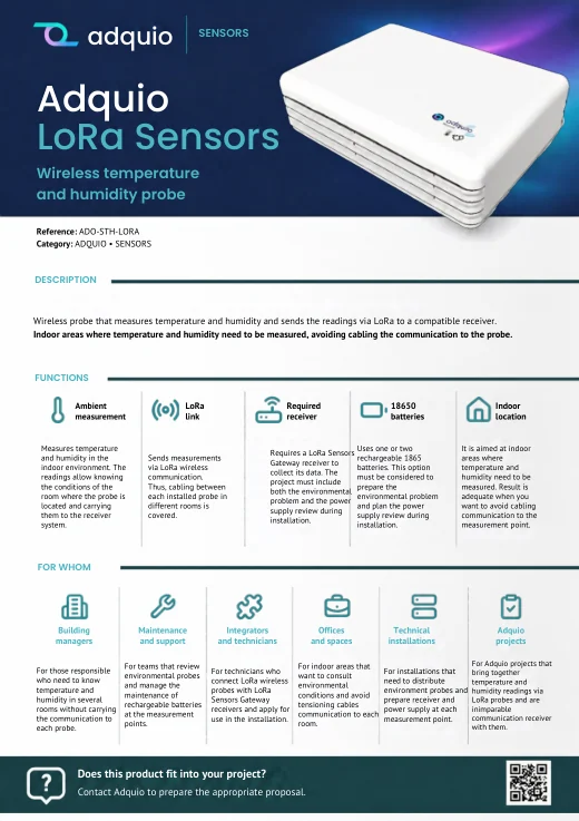 Adquio LoRa Sensors · Brochure cover