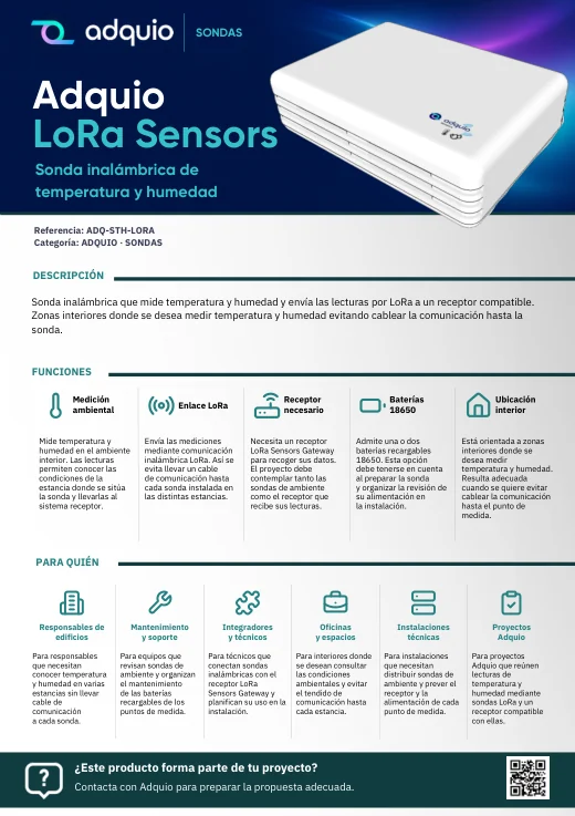 Adquio LoRa Sensors · Portada del catálogo