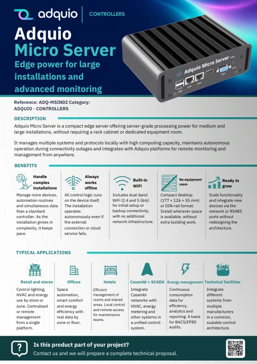 Adquio Micro Server 2.0 · Brochure cover