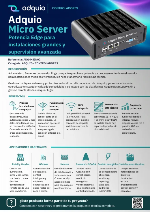 Adquio Micro Server 2.0 · Portada del catálogo