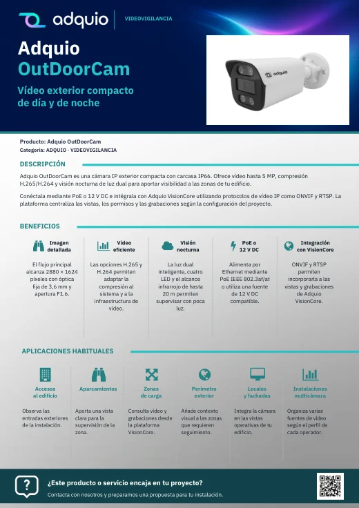 Adquio OutDoorCam · Portada del catálogo