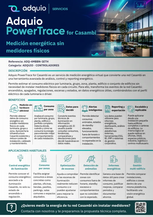 Adquio PowerTrace for Casambi · Portada del catálogo