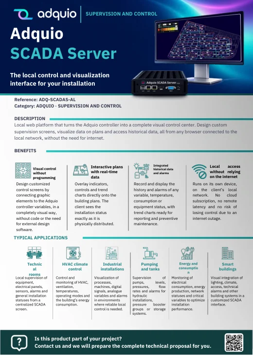 Adquio SCADA Server · Brochure cover
