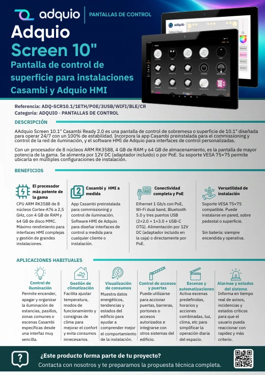 Adquio Screen 10″ · Portada del catálogo