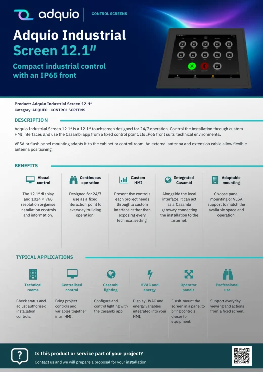 Adquio Industrial Screen 12.1″ · Brochure cover
