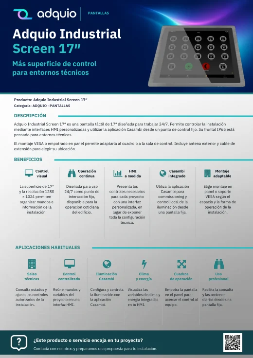 Adquio Industrial Screen 17″ · Portada del catálogo