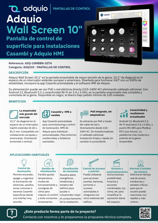 Adquio Wall Screen 10″ · Portada del catálogo