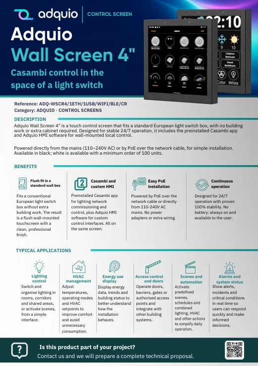 Adquio Wall Screen 4″ · Brochure cover